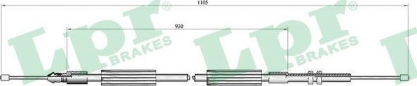 Трос ручника (тросик ручного тормоза) LPR. Артикул C0734B