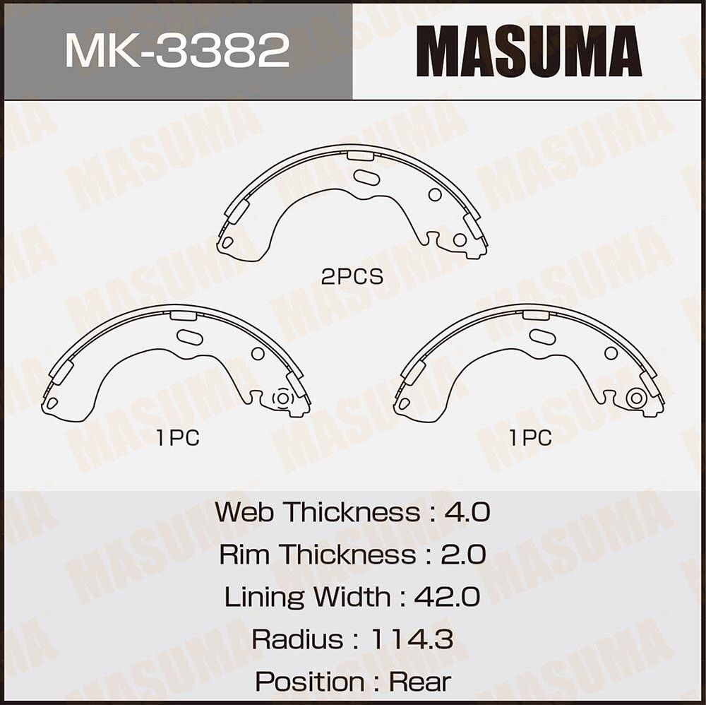 Тормозные колодки Masuma. Артикул MK-3382