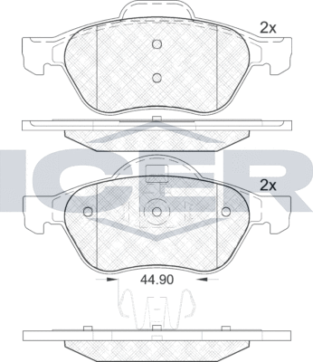 Тормозные колодки Icer передние для Renault Wind 2010-2013. Артикул 181860