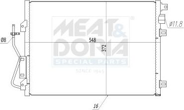 Радиатор кондиционера (конденсатор) Meat & Doria для Renault Clio II 1998-2013. Артикул 991045