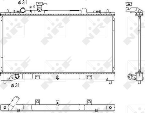 Радиатор охлаждения двигателя NRF (алюминий) для Mazda 6 II (GH) 2007-2013. Артикул 53752