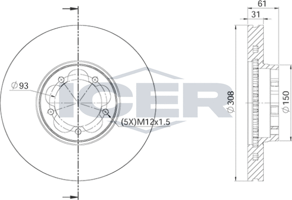 Тормозной диск Icer. Артикул 78BD6548-1