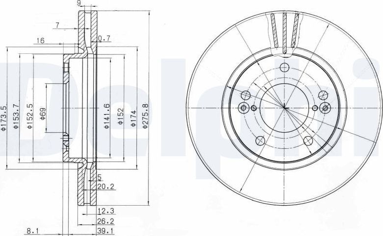 Тормозной диск Delphi. Артикул BG3721
