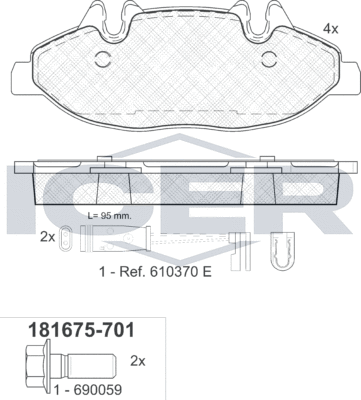 Тормозные колодки Icer. Артикул 181675-701