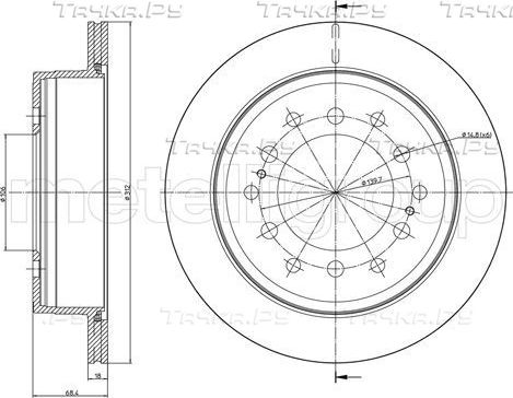 Тормозной диск Trusting задний для Toyota Land Cruiser Prado 120 2002-2010. Артикул DF521