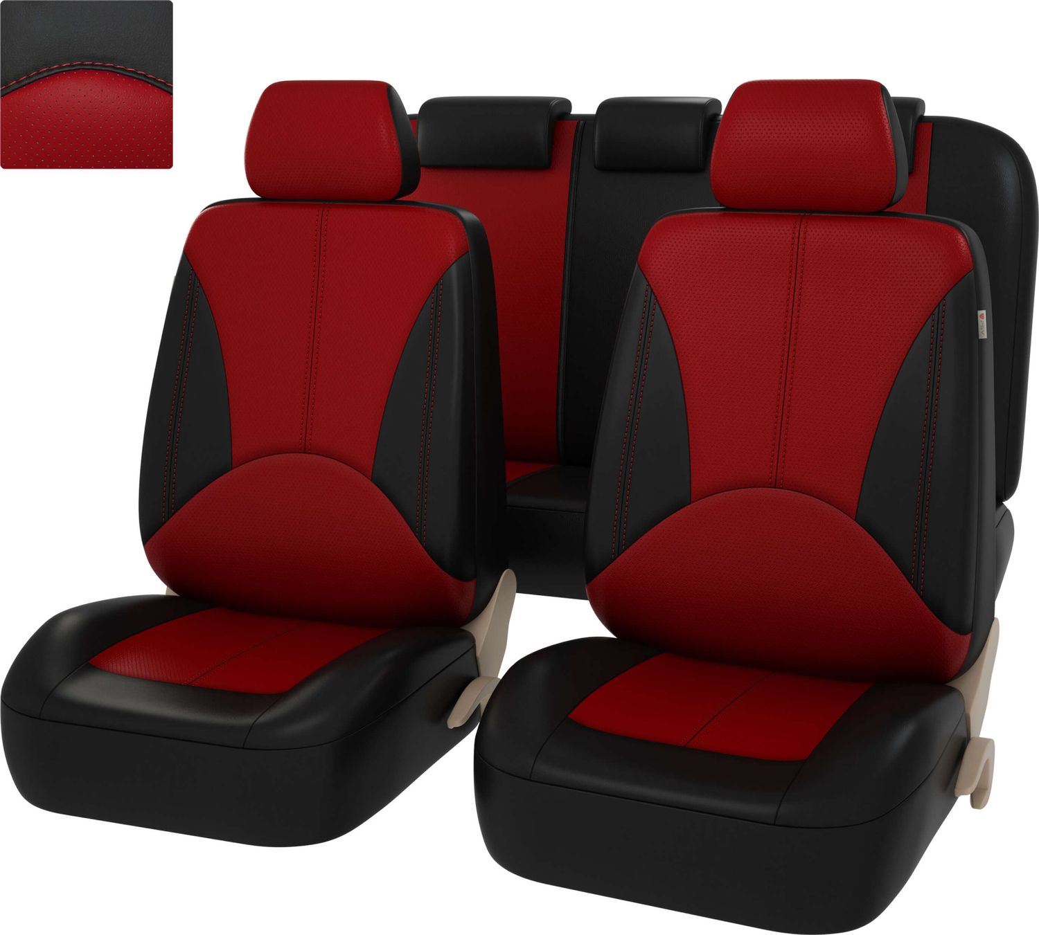 Чехлы универсальные PSV Imperial Next на сидения, цвет Черный/Красный. Артикул 131256