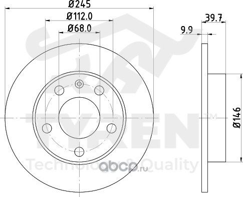 Тормозной диск (Tyren). Артикул TYR1019781
