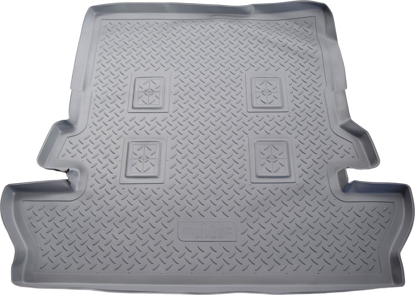 Коврик Норпласт для багажника Toyota Land Cruiser 200 (7 мест) 2007-2021. СЕРЫЙ. Артикул NPL-P-88-50Grey