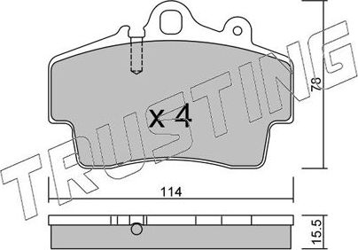 Тормозные колодки Trusting передние для Porsche Boxster I (986) 1996-2004. Артикул 908.0