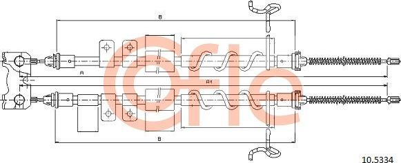 Трос ручника (тросик ручного тормоза) Cofle задний для Ford Transit Connect I 2002-2013. Артикул 92.10.5334