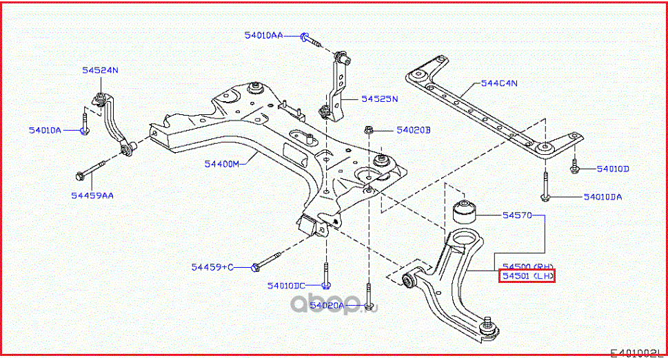 Рычаг подвески Nissan. Артикул 54501BC42A