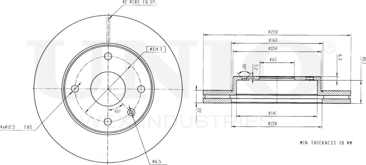 Диск тормозной (Unio). Артикул BRD-20429
