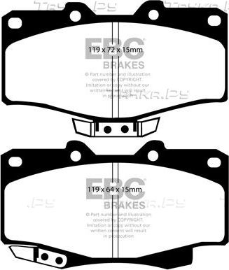 Тормозные колодки EBC Brakes передние для Toyota 4Runner III 1995-2002. Артикул DP6807