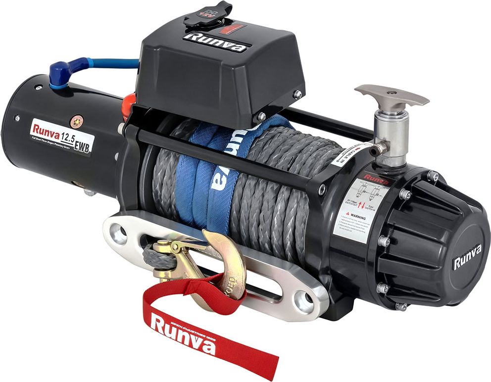 Лебёдка электрическая 12V Runva 12500 lbs 5670 кг комбинированный роспуск (влагозащищенная) синтетический трос. Артикул EWB12500SSRMAC