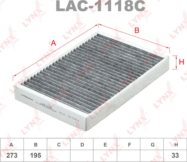 Салонный фильтр LYNXauto для Land Rover Range Rover Evoque II 2015-2026. Артикул LAC-1118C