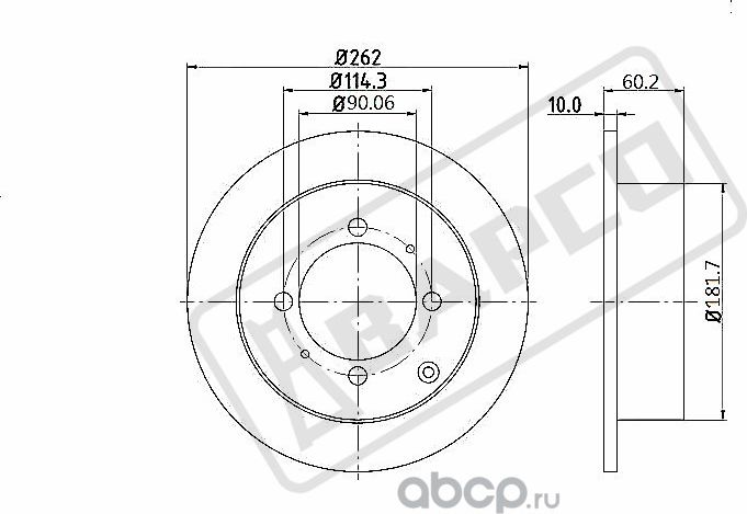 Тормозные диски задн.невентил.BD0319 (Bapco). Артикул BD0319