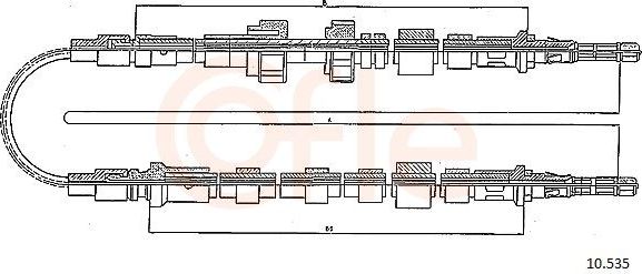 Трос ручника (тросик ручного тормоза) Cofle задний для Ford Escort IV 1985-1990. Артикул 10.535
