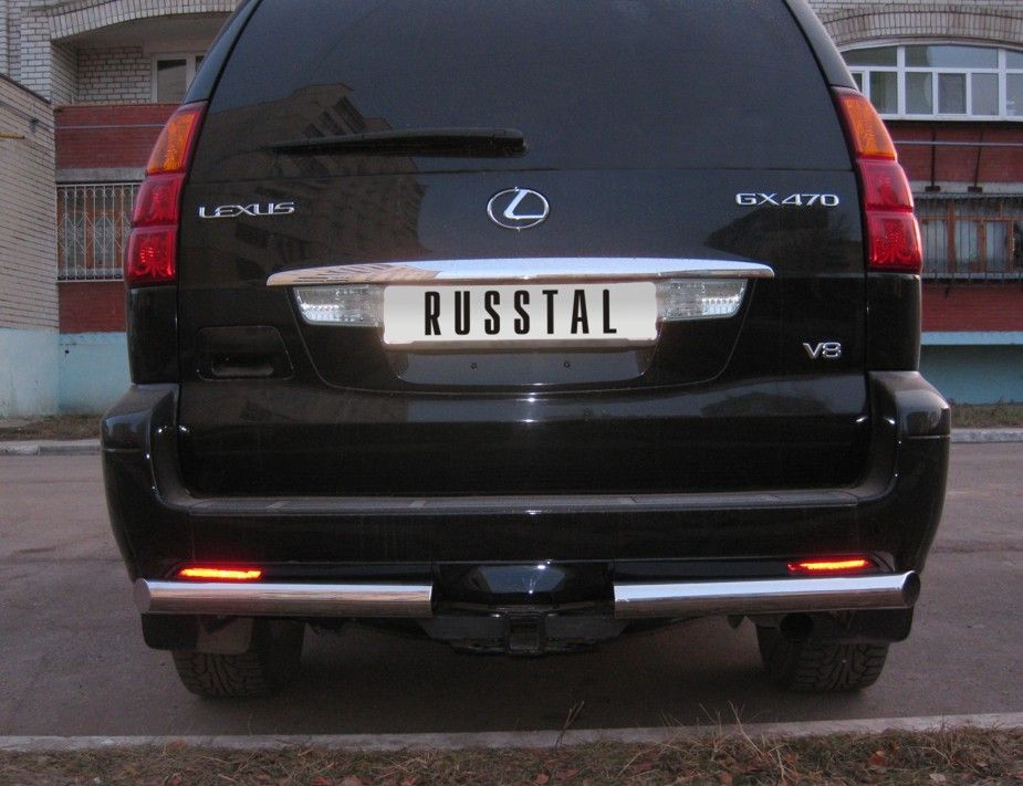 Защита RusStal заднего бампера d76 (секции) для Lexus GX 470 2002-2009. Артикул LGZ-000375