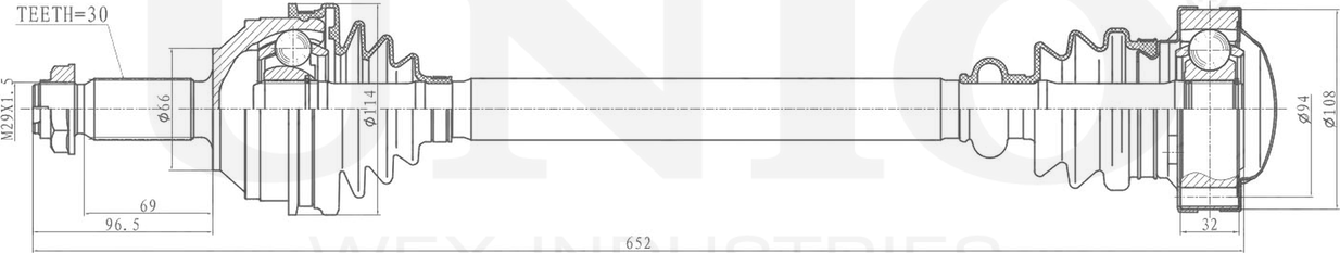 Вал приводной (Unio). Артикул CVJ-10107