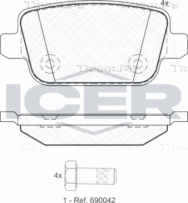 Тормозные колодки Icer задние для Ford Mondeo IV 2007-2015. Артикул 181801