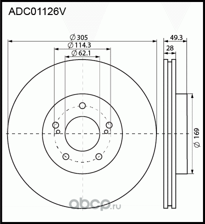 Диск тормозной TOYOTA Camry (18-) LEXUS RX передний (1шт.) ALLIED NIPPON. Артикул ADC01126V