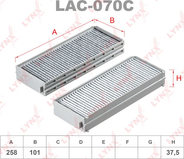 Салонный фильтр LYNXauto. Артикул LAC-070C