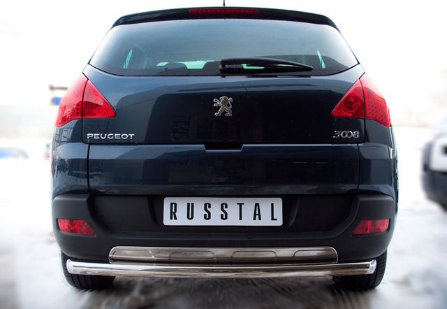Защита RusStal заднего бампера d63 (дуга) для Peugeot 3008 2009-2026. Артикул P38Z-000430