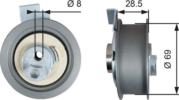 Натяжной ролик (натяжитель) ремня ГРМ Gates PowerGrip®. Артикул T43242