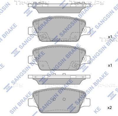 Тормозные колодки Sangsin Hi-Q задние для Kia Optima IV 2015-2026. Артикул SP1987