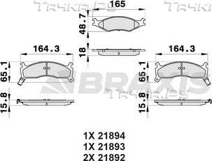 Тормозные колодки Braxis. Артикул AB0346
