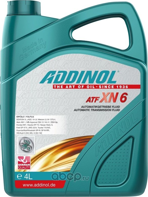 ADDINOL ATF XN 6 Жидкость трансмиссионная 4L. Артикул 4014766251268