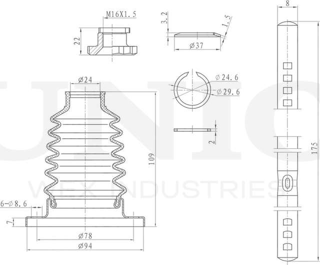 Пыльник ШРУС, комплект (Unio). Артикул DUC-30074K
