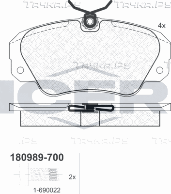 Тормозные колодки Icer передние для Opel Omega B 1994-2003. Артикул 180989-700