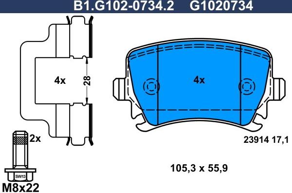 Тормозные колодки Galfer. Артикул B1.G102-0734.2