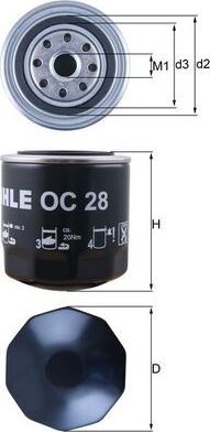 Масляный фильтр Mahle. Артикул OC 28