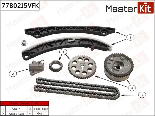 77B0215VFK Комплект цепи ГРМ SUZUKI GRAND VITARA 2.4L J24B 08- (Master KIT). Артикул 77b0215vfk