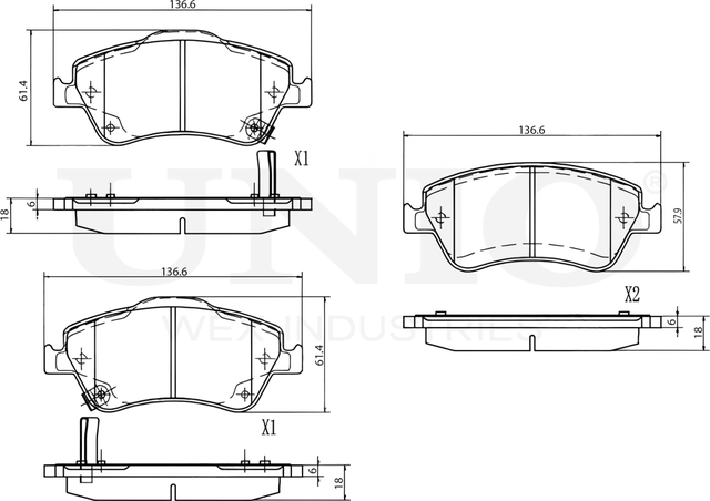 Колодки тормозные дисковые, комплект (Unio). Артикул BRP-20405