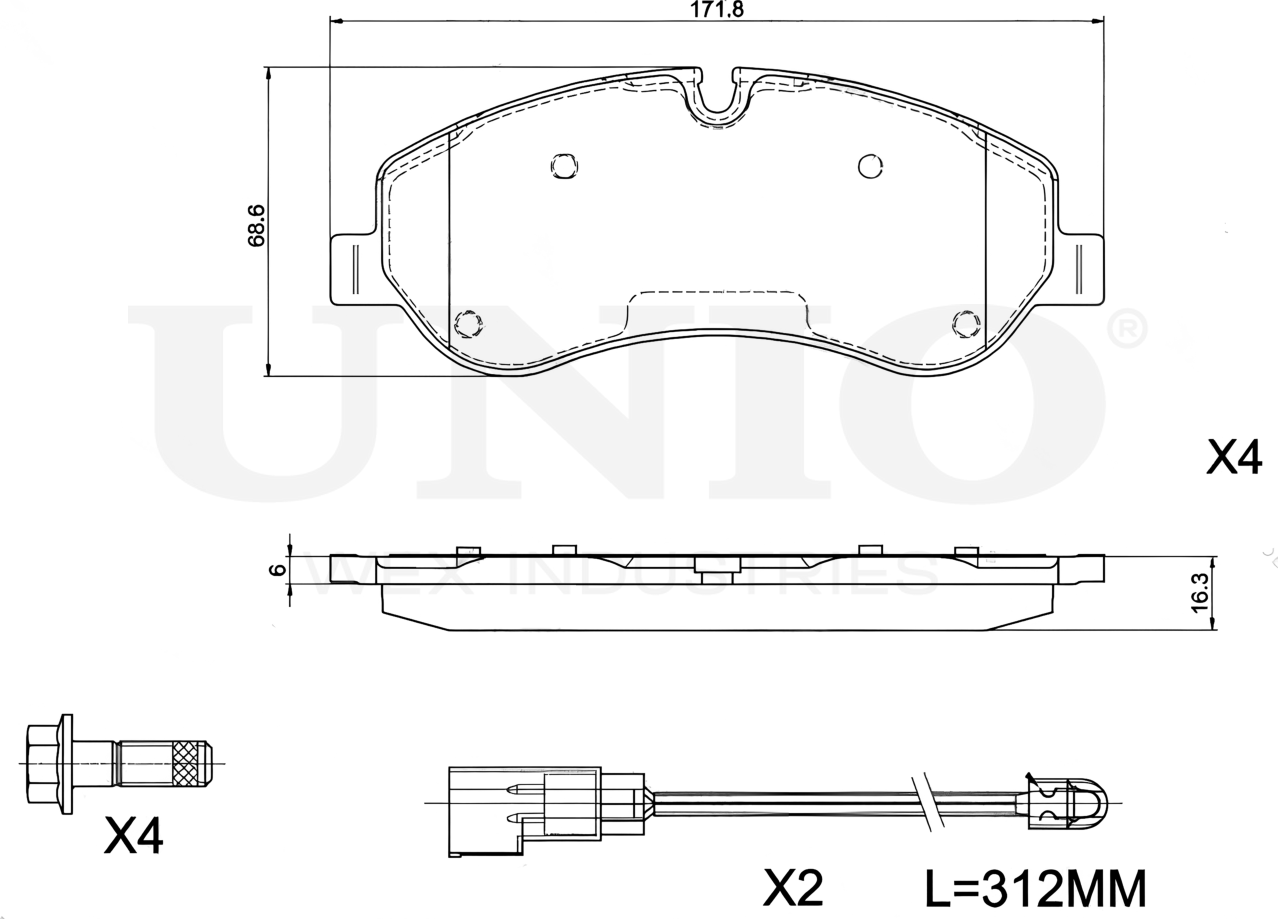 Колодки тормозные дисковые, комплект (Unio). Артикул BRP-20120