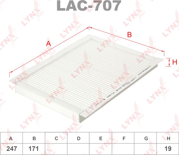 Салонный фильтр LYNXauto. Артикул LAC-707