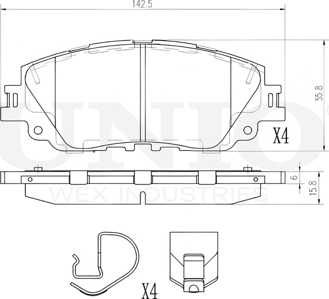 Колодки тормозные дисковые, комплект (Unio). Артикул BRP-20199