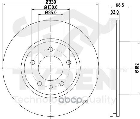 Тормозной диск (Tyren). Артикул TYR1022991