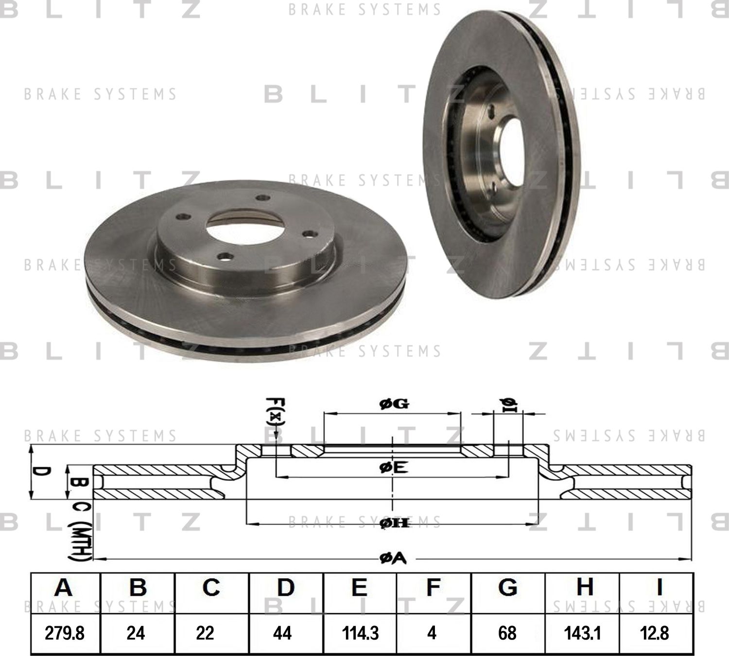 Диск тормозной NISSAN TIIDA/CUBE 07- перед. вент. (Blitz). Артикул BS0325