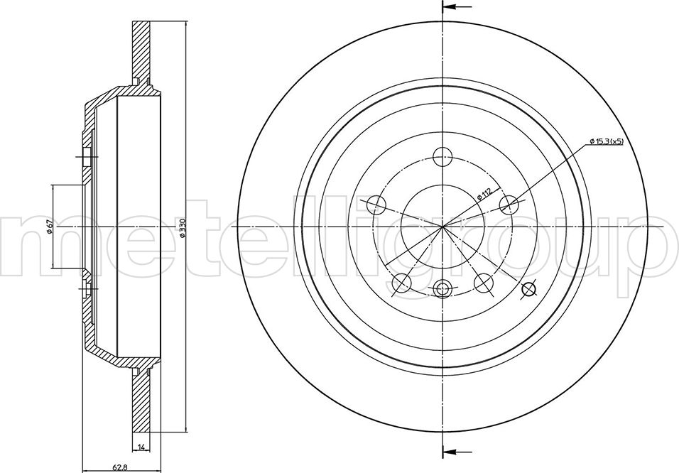 Тормозной диск Metelli. Артикул 23-1011C
