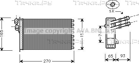 Радиатор отопителя (печки) AVA для SEAT Toledo II 1998-2006. Артикул VN6173