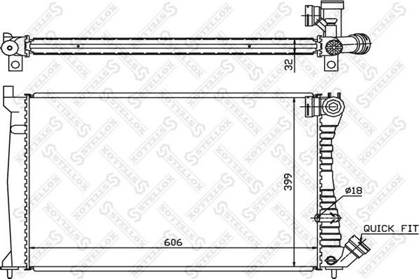 Радиатор охлаждения двигателя Stellox. Артикул 10-25276-SX
