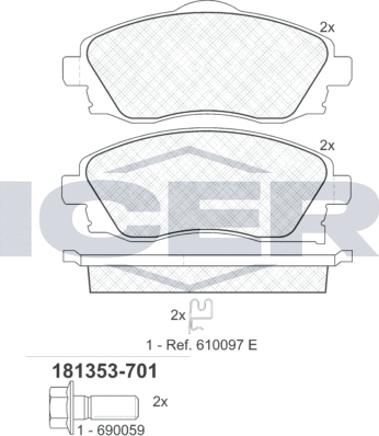 Тормозные колодки Icer. Артикул 181353-701