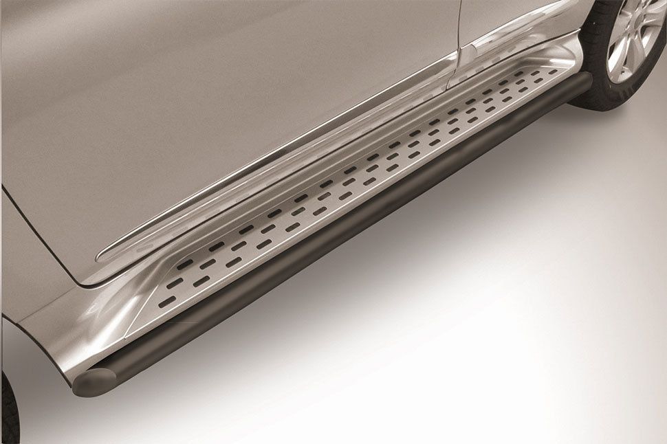 Защита порога Slitkoff d57 для Haval H9 I рестайлинг 2017-2026 Черная. Артикул HavH9-17-006B