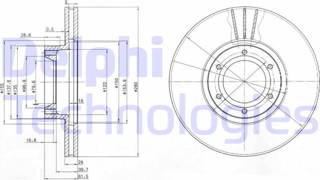 Тормозной диск Delphi передний для Renault Master II 1998-2010. Артикул BG3553