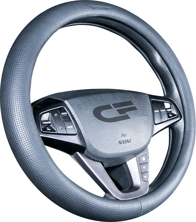 Оплётка на руль CarFashion Atom (размер M, экокожа, цвет ЧЕРНЫЙ). Артикул 31449