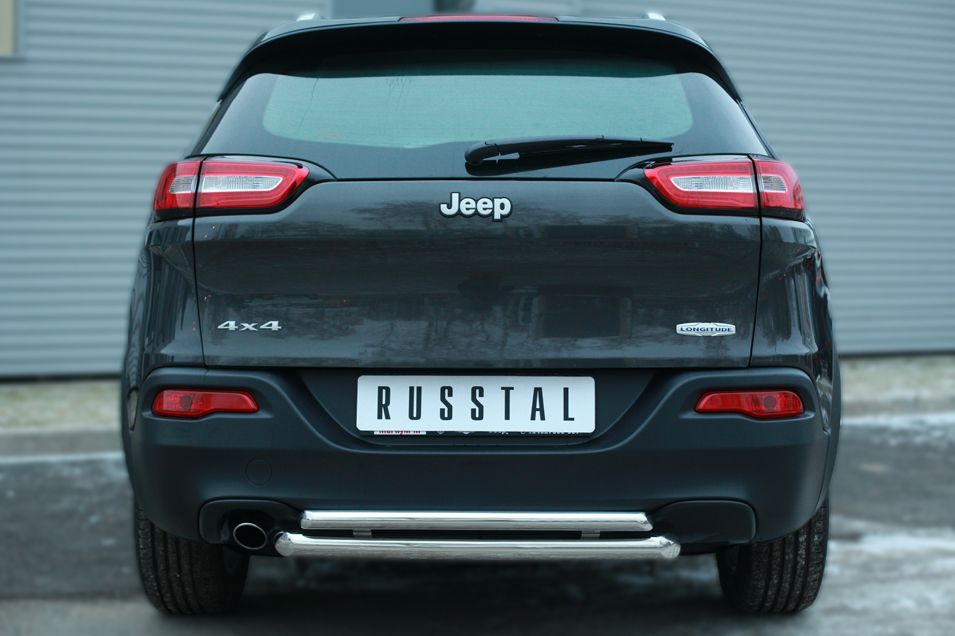 Защита RusStal заднего бампера d63 (дуга) d42 (дуга) для Jeep Cherokee KL 2014-2026. Артикул JCZ-001992